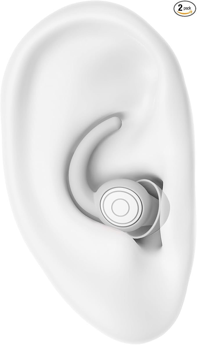 Ear Plugs for Sleeping Noise Cancelling Silicone Earplugs Noise Reduction, 2 Pairs Ear Plugs for Sleeping Reusable Noise Sound Blocking Earplugs for Sleep,Snoring,Concerts,Focus,Flight (Grey)