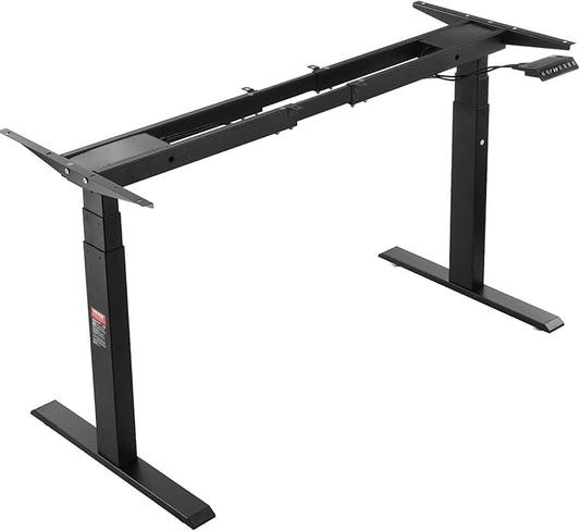 VEVOR Dual Motor 3 Stage Standing Desk Frame, Adjustable 26"-50.8" Height & 43.3"-70.1" Length Electric Stand Up Computer Desk Legs, Ergonomic Workstation Base for Home Office(Black Frame Only)