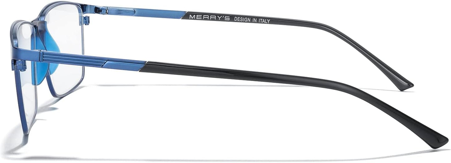 MERRY'S Fashion Blue Light Blocking Glasses - Reading Glasses Metal Frame Spring Hinge Readers for Men Eyeglasses
