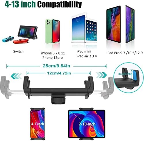 Tablet Holder Spin Bike Mount for 4-13" iPad Phone, 360° Gooseneck Stand for Treadmill Stationary Exercise Bicycle, Indoor Cycling Clamp for iPad Pro Air Mini, Galaxy Z Fold, Fire HD, iPhone
