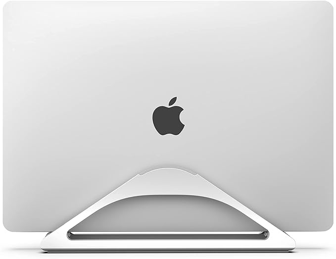 HumanCentric Vertical Laptop Stand for Desks in Silver Color, Upright Adjustable Holder to Dock Apple MacBook, MacBook Pro, and Other Laptops to Organize Work & Home Office, Automatic Grip