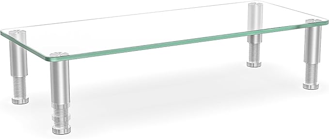 Hemudu Clear Computer Monitor Riser with Height Adjustable Multi Media Desktop Stand for Flat Screen LCD LED TV, Laptop/Notebook/Xbox One,HD01T-001