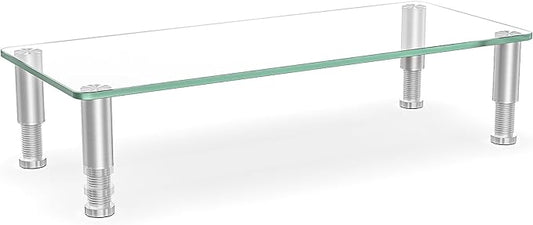 Hemudu Clear Computer Monitor Riser with Height Adjustable Multi Media Desktop Stand for Flat Screen LCD LED TV, Laptop/Notebook/Xbox One,HD01T-001