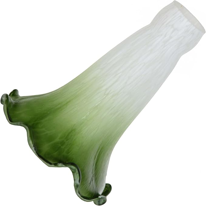 Bieye LS05S Lily Flower Blown Glass Lampshade (White Green, Opening I.D. 0.87" x O.D. 1")
