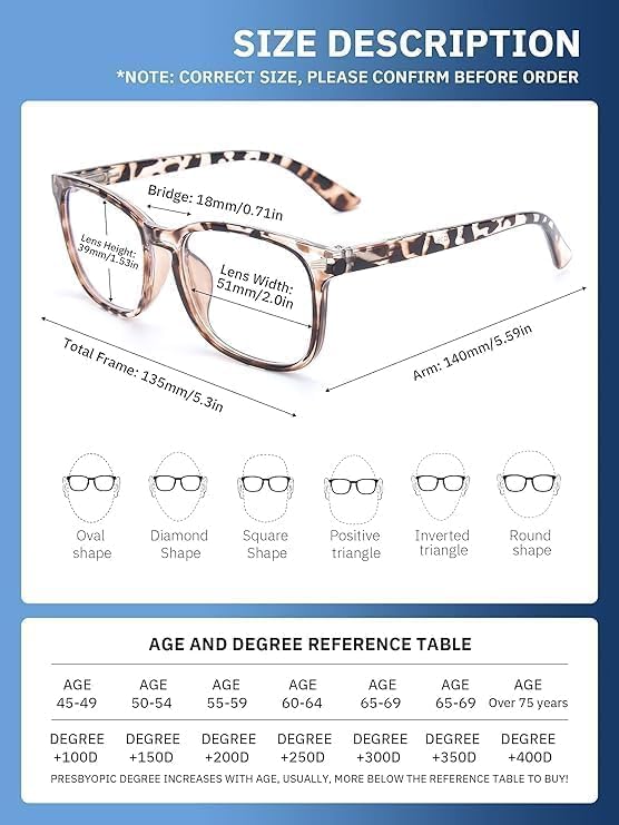 CCVOO Reading Glasses for Women/Men, Eyeglasses, Blue Light Readers for Women/Men, Computer Eye Glasses, Cheaters