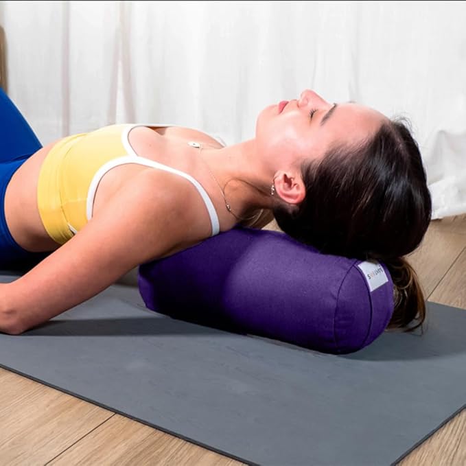 Sol Living Yoga Bolster Pillow for Restorative Meditation - 100% Cotton Cylindrical Cushion with Washable Cover for Balance Support in Asana Poses