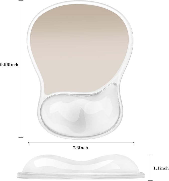 Mouse Pad with Wrist Rest,Ergonomic Mouse Pad with Comfortable Gel Wrist Rest Support and Non-Slip PU Base for Easy Typing Pain Relief, Durable and Washable (Transparent Khaki Gradient)