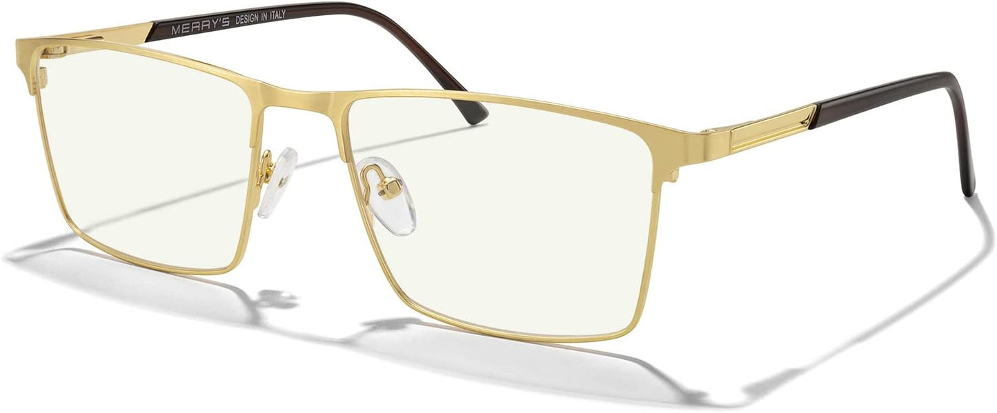 MERRY'S Men's Blue Light Blocking Glasses - Vintage Computer Reading Glasses for Men