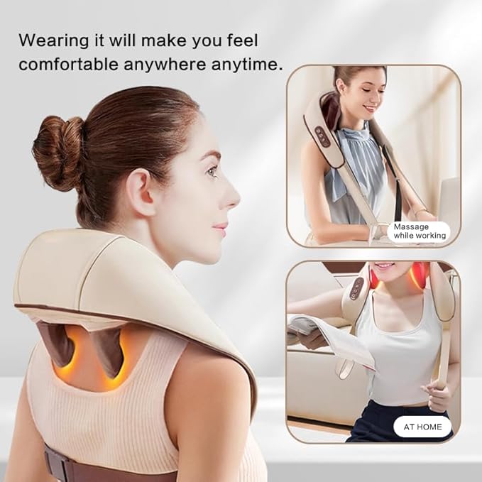ZVZ 4D Kneading Shiatsu Deep Tissue Neck and Shoulder Massager with Heat, Portable Cordless Electric Massage for Muscle Relief Faster Pain Relief vs Massage Guns Ideal Gift for Home/Office/Car Travel