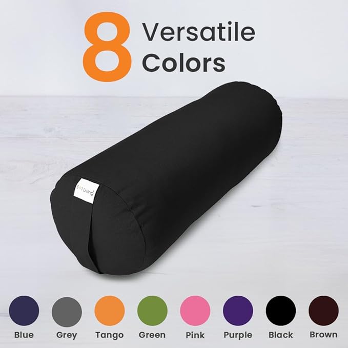 Sol Living Yoga Bolster Pillow for Restorative Meditation - 100% Cotton Cylindrical Cushion with Washable Cover for Balance Support in Asana Poses