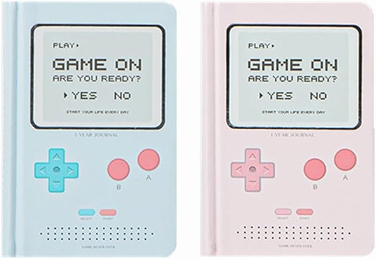 Undated Daily Planner 365 Days Notebook Game Design Pocket Organizer Appointment Book Journal Notebook A6 mini Cute Diary (Pink+Blue)