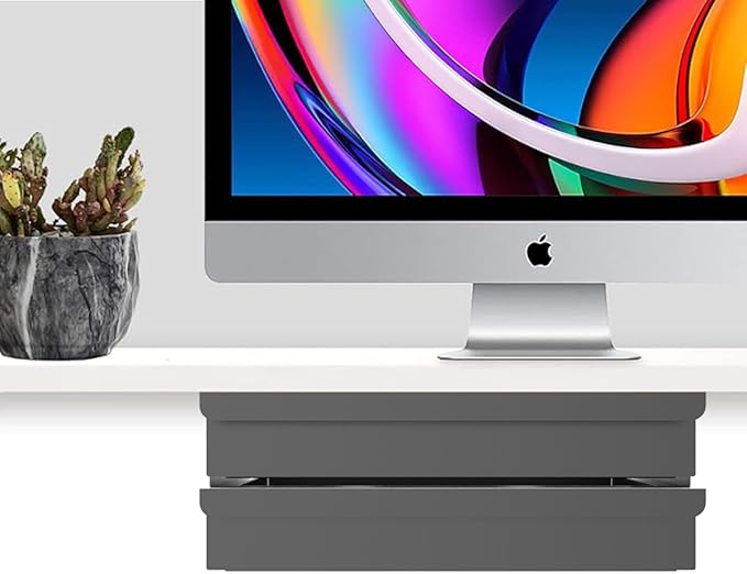 Dual Tier Under Desk Mounted Sliding Pull-out Drawer, 2 Layers W 15.3" x D 9.8" x H 5.1" Storage Organizer for Sit Stand Workstation, Metal, Black (2TierMedium)