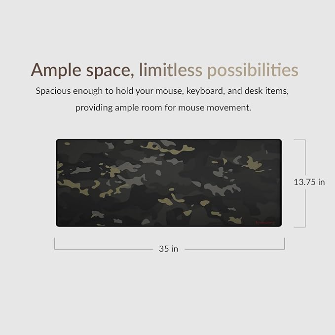 Das Keyboard Large Gaming Mouse Pad Desk Mat with Stitched Edge - Non Slip Base - Waterproof - Premium Cloth Mousepad for Home Work Gaming - Urban Commando Camo