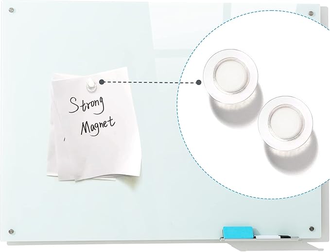 Magnetic Dry Erase Glass WhiteBoard - Frameless Wall Mounted Glass White Board for School Teaching Office Meeting 36"x48"