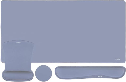 MOSISO Keyboard Mouse Pad Set, Large Gaming Mousepad&Keyboard Wrist Rest&Mouse Wrist Rest&Coaster, Ergonomic Non-Slip Mousepad&Easy Typing Cushion with Memory Foam for Home Office, Lavender Gray