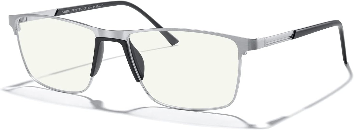 MERRY'S Fashion Blue Light Blocking Glasses - Reading Glasses Metal Frame Spring Hinge Readers for Men Eyeglasses