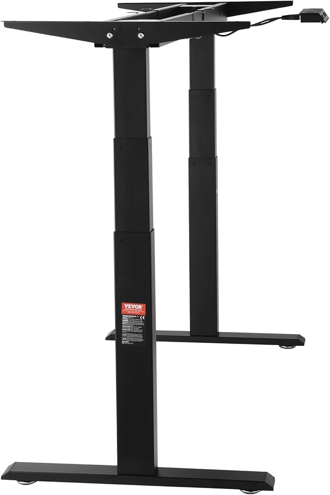 VEVOR Dual Motor 3 Stage Standing Desk Frame, Adjustable 26"-50.8" Height & 43.3"-70.1" Length Electric Stand Up Computer Desk Legs, Ergonomic Workstation Base for Home Office(Black Frame Only)