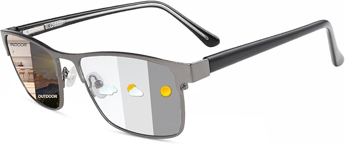 YIMI Photochromic Blue Light Blocking Glasses UV400 Protection Sunglasses Anti Eyestrain Computer Gaming Blue Light Screen Blocker Glasses Anti Glare Shade Metalt Eyewear for Men and Women