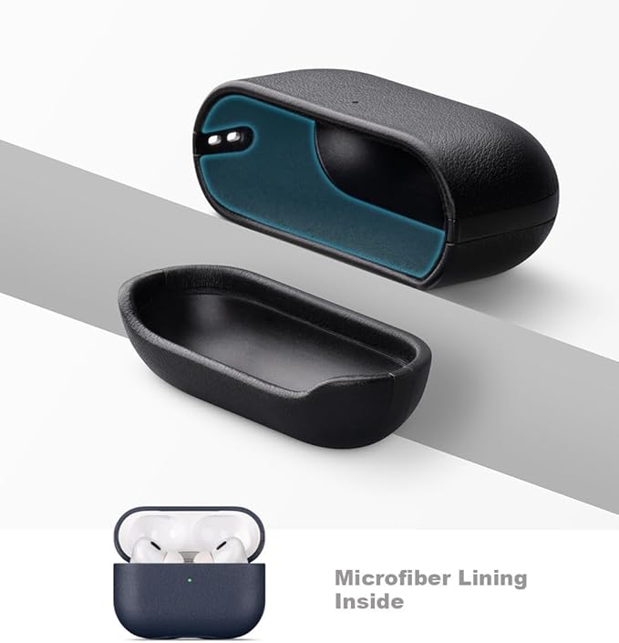 LOPIE Leather Case for AirPods Pro 2nd Generation - Handmade AirPods Pro 2 Case Cover with Lanyard - Made of Full Grain Leather - Drop Protection Hard Shell Cover - Wireless Charging Compatible - Blue