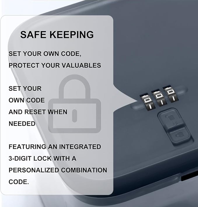 iBune Medication Lock Box, Small Lock Box, Childproof Medicine Lockbox, Lockable Storage Box for Pill Organizer/Medicine Safe/Phone/Refrigerator/Personal Items/Dorm, 5.6’’x 5.6’’x 6.3’’