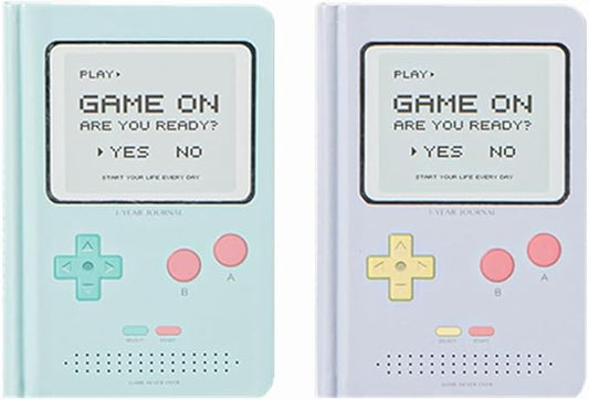 Undated Daily Planner 365 Days Notebook Game Design Pocket Organizer Appointment Book Journal Notebook A6 mini Cute Diary (Green+Purple)