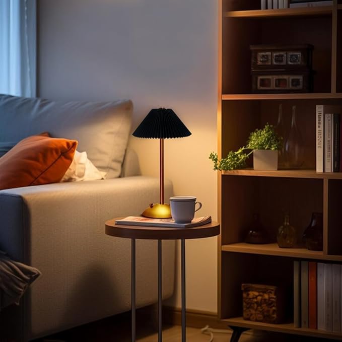 Portable LED Table Lamp with Touch Sensor, 3 Color Touch Control Rechargeable Lamp,3-Levels Brightness Metal Desk Lamp, Night Light (Black)