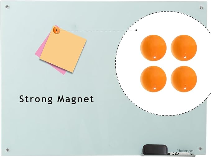 notepad Glass Whiteboard Magnetic Dry Erase Board - White Board 36 x 24''es Wall Mounted Glass Whiteboard, Large Frameless Glass White Board for Wall Office, Home & School,36*24