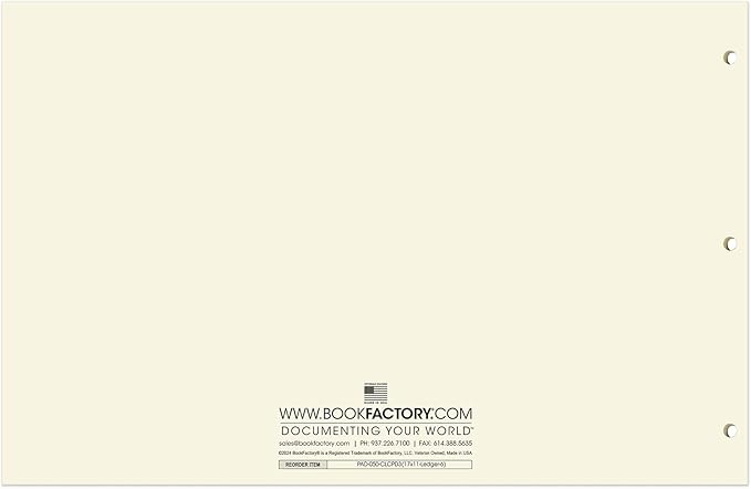 BookFactory Ledger Pad/Large 6 Column Accounting Ledger Columnar (Six Columns) Pads - 17'' x 11'', 50 Pages, Notepad Landscape Format (PAD-050-CLCPD3(17x11-Ledger-6)-AX)