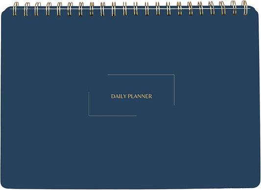 Undated Daily Planner | 8.25” x 11.75” Work To-Do Notebook | ADHD Academic Organizer | Multi-Layout | Men and Women Planner | College Supplies | Navy | Landscape Layout