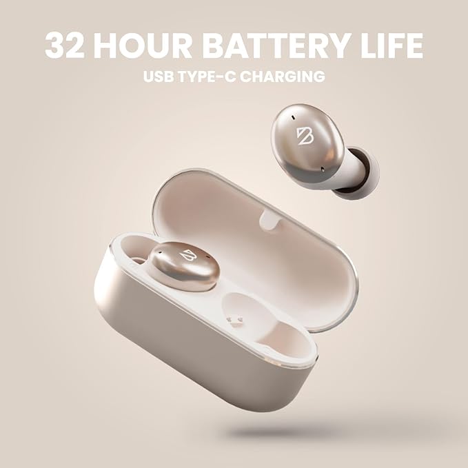 Back Bay Audio Tempo 30 Wireless Earbuds for Small Ears - Award-Winning Sound, Sweatproof Bluetooth Earbuds, Comfortable Ear Buds for Women, Gold Earphones Small Ear Canals, Long Battery Headphones