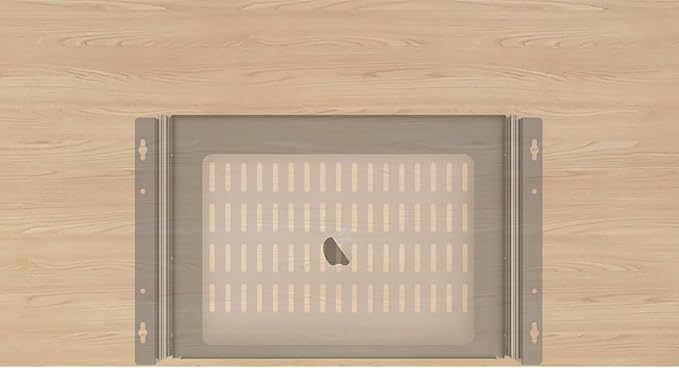 JINGCHENGMEI Sliding Under Desk Laptop Mount Shelf with Air Vents, W 16.3" x D 12" Metal Under Desk Slide Out Tray for Laptop (16 Inch Wide)