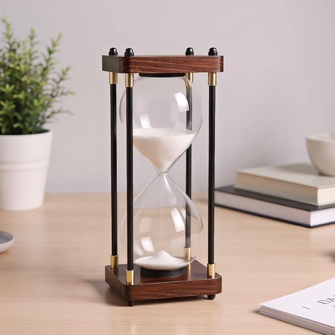 Hourglass Timer 60 Minutes Sand Timer for Gift 1 Hour Glass Sand Clock for Home/Desk/Office Decor and Classroom Timer (White, 60 Minutes)