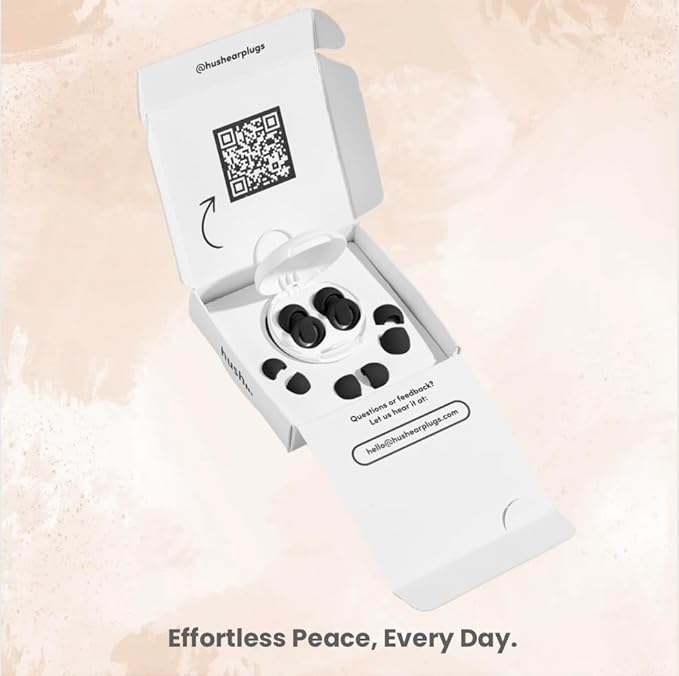 Hush Earplugs – Reusable Noise-Reducing, Earplugs for Sleep, Snoring, Focus, Work, Travel, Parenting & Sensory Relief | 21dB Hearing Protection | Custom Fit & All-Day Comfort