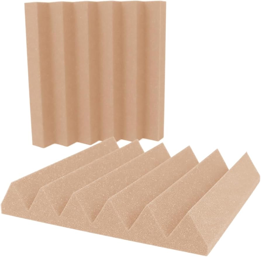 Foam Factory Inc 24 Pack Color Acoustic Foam Panel Studio Soundproofing Wedge Wall Tiles 12” X 12” X 2” (Rosy Beige)
