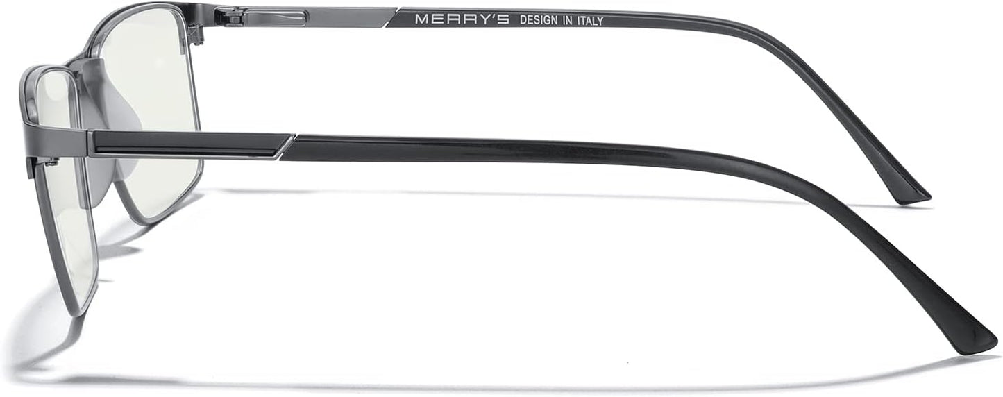 MERRY'S Fashion Blue Light Blocking Glasses - Reading Glasses Metal Frame Spring Hinge Readers for Men Eyeglasses