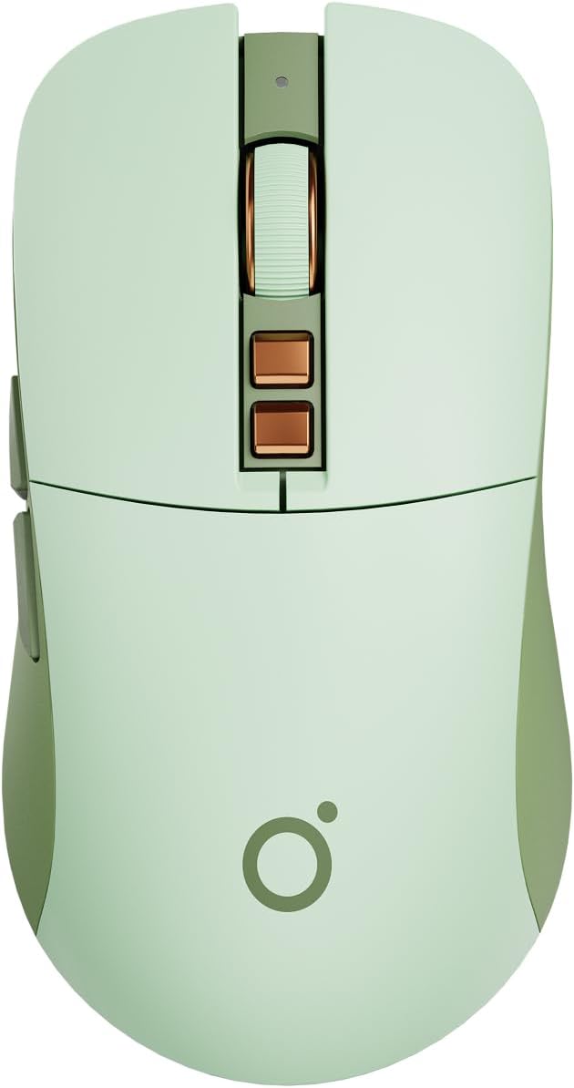 EWEADN G309 Wireless Computer Mouse,2.4G&Bluetooth Ergonomic Cordless Mice with 4000 DPI,5 Adjustment Levels,Cute and Portable Mouse for Laptops, PC and More,7 Buttons Office USB Mice-Green