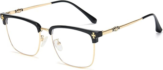 Cyxus Men Blue Light Blocking Glasses Half Rimless Computer Gaming Glasses Square Fashion Glasses 8133