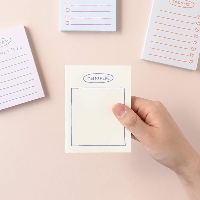 Monolike Memopad Sketch Planning design SET - 4 Packs, 4 Different Designs, 100 Sheets Per Pad, Total 400 Sheets, Note pads, Writing pads, 3.15 x 4.17 Inches