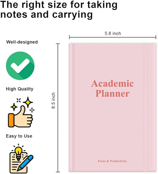 Academic Planner for 2025 2026 or Anytime – A5 Undated Weekly Student Planner For Homeschool, High School, College & Nursing Students, 200 Pages, 5.8" x 8.5", Pink