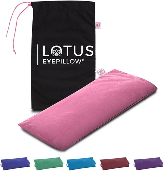 Lotus Weighted Lavender Eye Pillow – Pink Eye Mask for Sleep & Meditation – Aromatherapy Yoga Pillow with Flaxseed – Hot or Cold Compress for Headache & Eye Relief