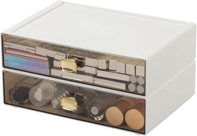 Spacious Desktop Storage Box, 1 Large Storage Drawer, Stackable Office Desk Drawer Organizer and Accessories, Printer Paper Organizer, White Plastic Drawers for Workspace & Home