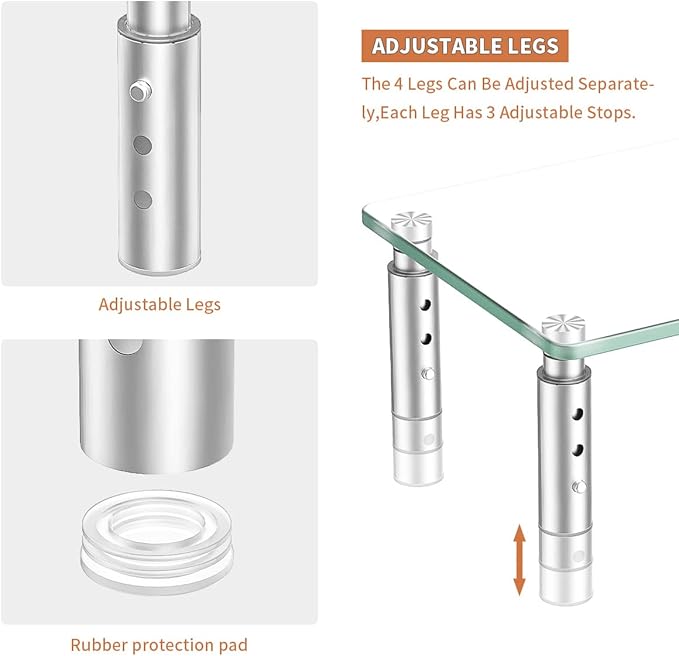 Hemudu 2 Pack Monitor Stand Riser, 3 Height Adjustable Laptop Stand Riser, Monitor Stand Riser for PC, Computer, Laptop Clear HD06T-201