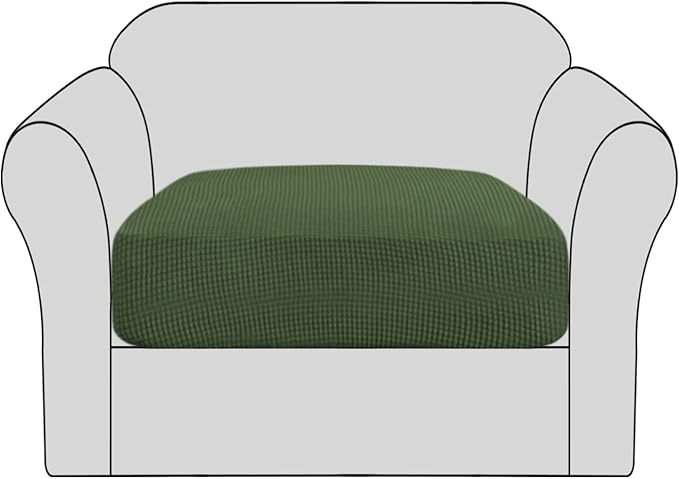 H.VERSAILTEX Stretch Couch Cushion Covers Individual Seat Sofa Chair Slipcovers Cushion Protector Cover Featuring Jacquard Textured Twill Fabric(1 Cushion Chair Cover, Bronze Green)