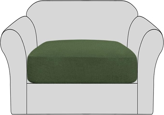 H.VERSAILTEX Stretch Couch Cushion Covers Individual Seat Sofa Chair Slipcovers Cushion Protector Cover Featuring Jacquard Textured Twill Fabric(1 Cushion Chair Cover, Bronze Green)