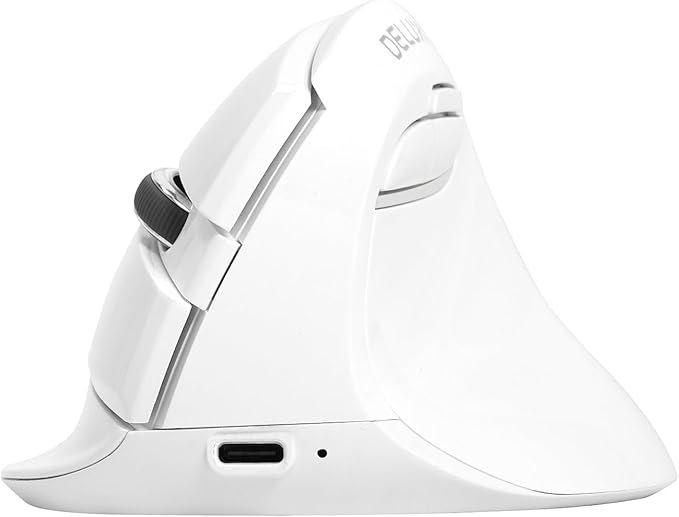 DeLUX Wireless Vertical Mouse, Small Silent Ergonomic Mouse with BT 5.2 and USB Receiver, 6 Buttons and 4000 DPI, Rechargeable Mouse for Carpal Tunnel (M618mini-White)