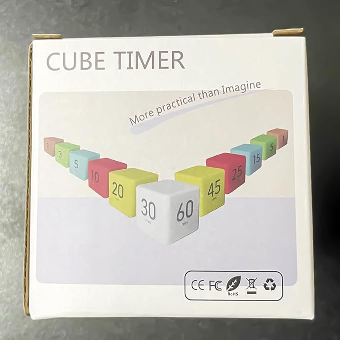 Cube Timer, Gravity Sensor Flip Timer for Study, Work, Game, Task, Kitchen, Kids, ADHD, Productivity, Workout (Black 1-3-5-10)