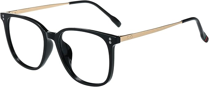 GUDVUE Oversized Blue Light Glasses, Computer Reading/Gaming/Phones Glasses, Anti Glare/UV400/Eye Strain, Large Square Frame