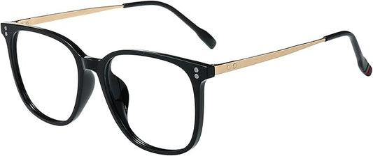 GUDVUE Oversized Blue Light Glasses, Computer Reading/Gaming/Phones Glasses, Anti Glare/UV400/Eye Strain, Large Square Frame