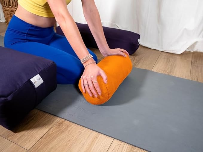 Sol Living Yoga Bolster Pillow for Restorative Meditation - 100% Cotton Cylindrical Cushion with Washable Cover for Balance Support in Asana Poses