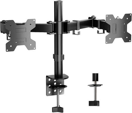 Simple Trending Dual Monitor Stand, Monitor Arm, Heavy Duty Fully Adjustable Stand, Computer Stand Fits 2 Computer Screens up to 27 inches and Max 18 lbs Each, Black
